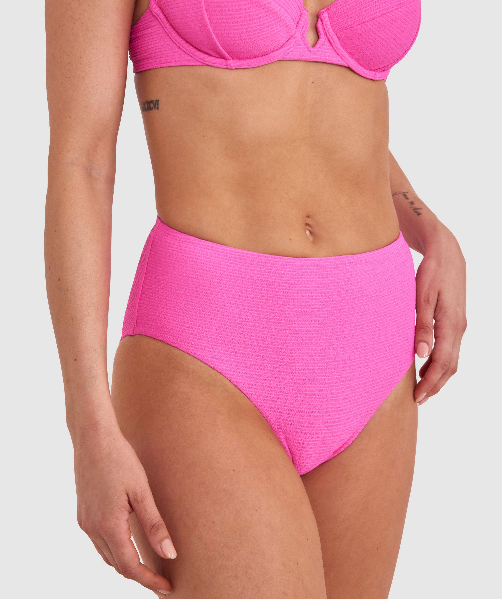 Planet Bliss Swim New Wave High Pant - Hot Pink